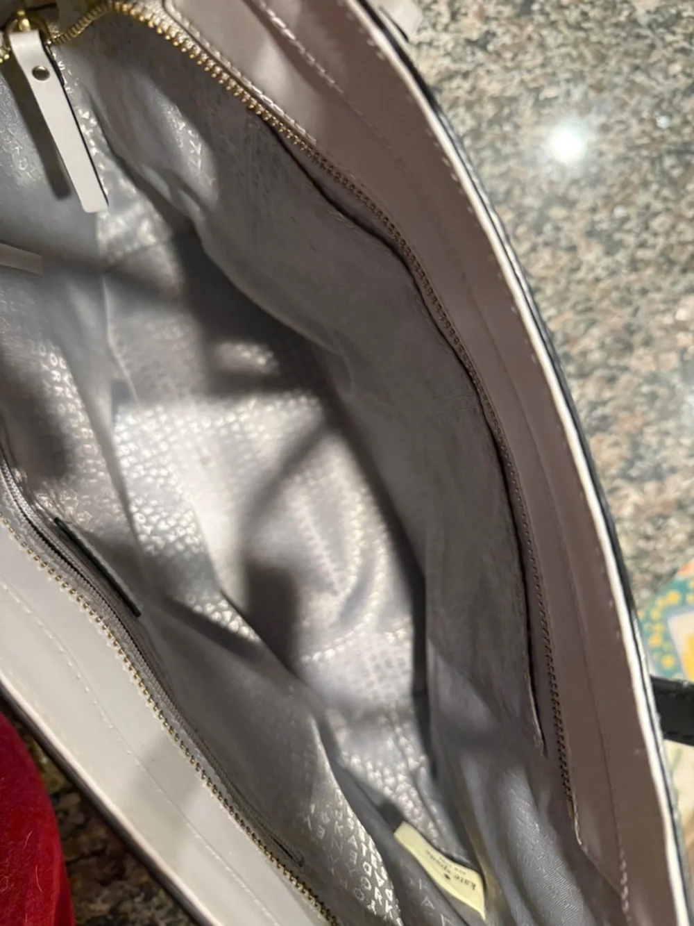 kate spade Two-Tone White and Black Leather Tote - Picture 4 of 4